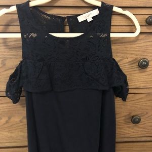 Navy Sleeveless Top with Lace